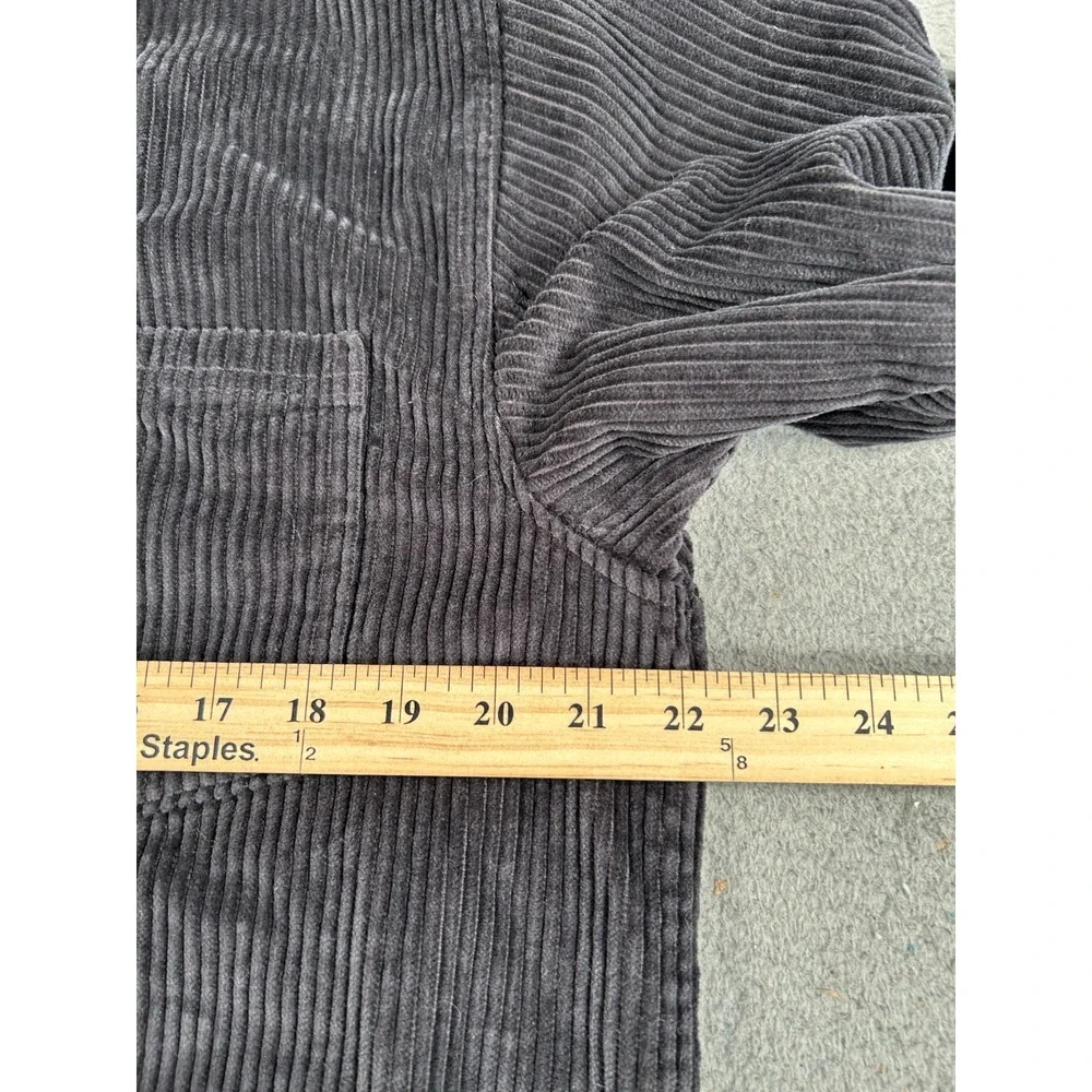 Eddie Bauer Shirt Jacket Women Medium Black Corduroy Button Up Oversized Shacket